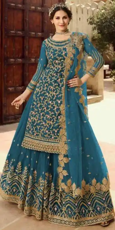 Blue Soft Net With Embroidery Work Salwar Suit | Jump Suits, Salwar suit, Casual Suits, Creative suits, Designer Suits, Palazzo Suits, Party Wear Suits, Patiala Suits, Straight Suits