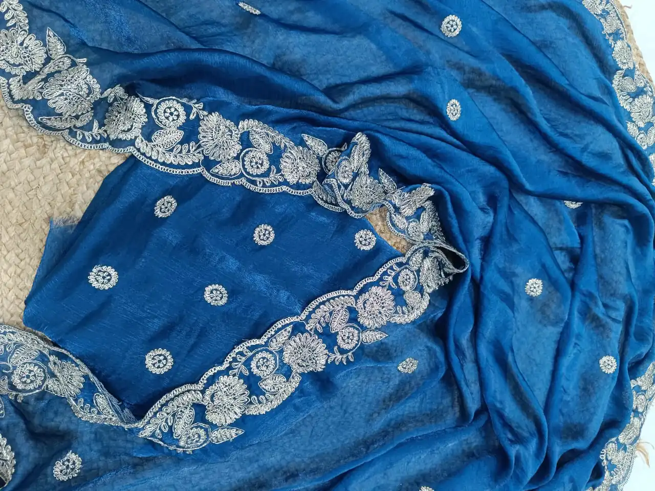 Blue Space Silk Embroidery Work Saree | Sarees, Bollywood Sarees, Creative Sarees, Designer Sarees, Embroidered Sarees, Ethnic Saree, Modern Digital sarees, Party Wear Sarees