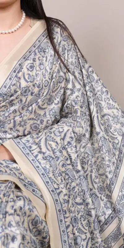 Blue Taser Silk With Printed Work Saree | Sarees, Bollywood Sarees, Creative Sarees, Designer Sarees, Embroidered Sarees, Ethnic Saree, Modern Digital sarees, Party Wear Sarees