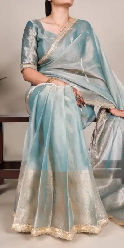 Blue Tissue Shimmer Zari Weaving Work Saree | Sarees, Bollywood Sarees, Creative Sarees, Designer Sarees, Embroidered Sarees, Ethnic Saree, Modern Digital sarees, Party Wear Sarees