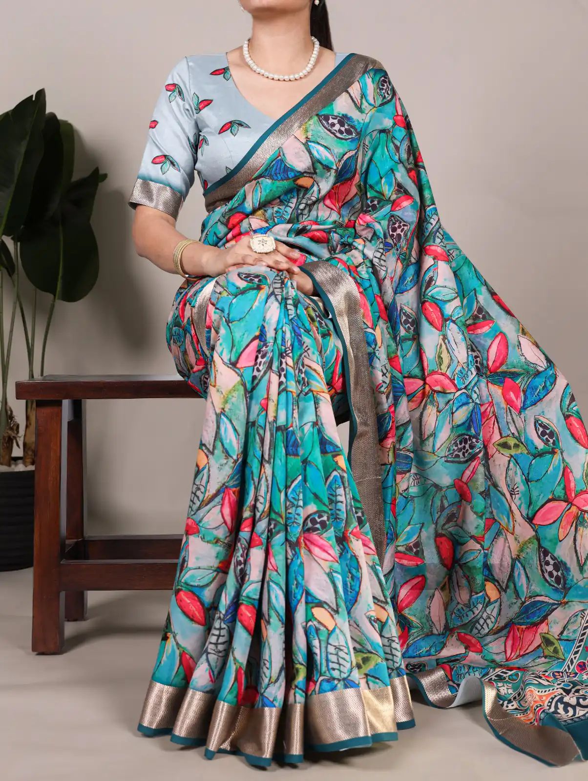 Blue Tushar Silk With Viscose Border Printed Saree | Sarees, Bollywood Sarees, Creative Sarees, Designer Sarees, Embroidered Sarees, Ethnic Saree, Modern Digital sarees, Party Wear Sarees