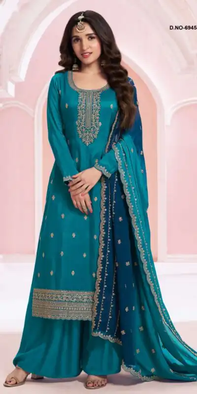Blue Vichitra Zari Embroidery Work Salwar Suit | Jump Suits, Salwar suit, Casual Suits, Creative suits, Designer Suits, Palazzo Suits, Party Wear Suits, Patiala Suits, Straight Suits