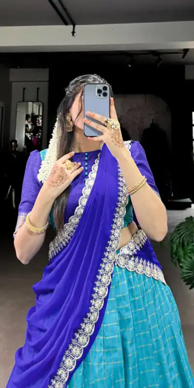 Blue Zari Chex Weaving Work Lehenga Choli | Lehenga, Bollywood Lehenga, Creative Lehenga, Designer Lehenga, Embroidered Lehenga, Party Wear Lehenga