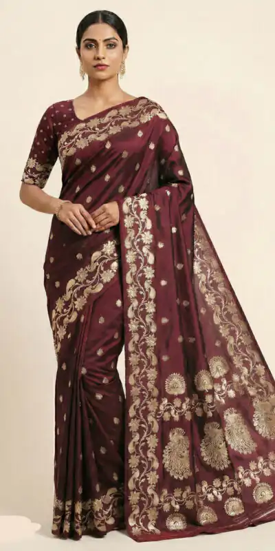 Brown Banarasi Soft Zari Lace Work Saree | Sarees, Bollywood Sarees, Creative Sarees, Designer Sarees, Embroidered Sarees, Ethnic Saree, Modern Digital sarees, Party Wear Sarees