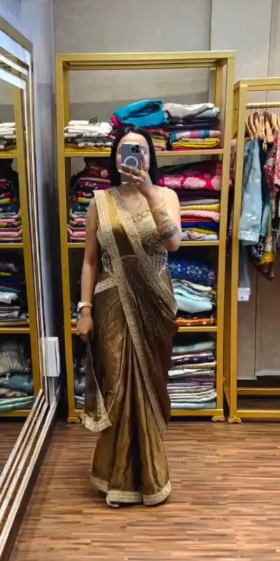 Brown Fandy Satin Lace Embroidery Work Saree | Sarees, Bollywood Sarees, Creative Sarees, Designer Sarees, Embroidered Sarees, Ethnic Saree, Modern Digital sarees, Party Wear Sarees