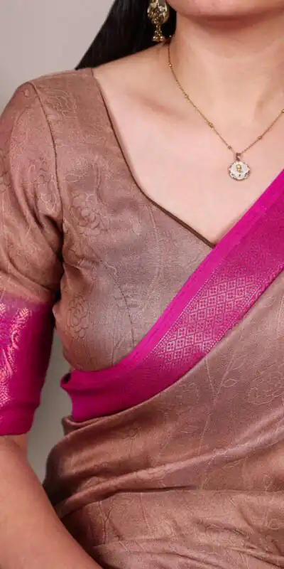 Brown Marsh Mello Zari Work Saree | Sarees, Bollywood Sarees, Creative Sarees, Designer Sarees, Embroidered Sarees, Ethnic Saree, Modern Digital sarees, Party Wear Sarees
