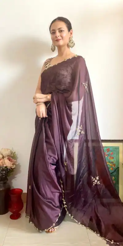 Brown Rangoli Silk Handwork Cutwork Pearl Saree | Sarees, Bollywood Sarees, Creative Sarees, Designer Sarees, Embroidered Sarees, Ethnic Saree, Modern Digital sarees, Party Wear Sarees