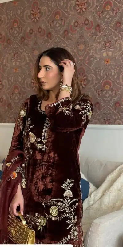 Brown Soft Organza Lace Embroidery Work Salwar Suit | Jump Suits, Tops & Bottoms, Track Suits, Salwar suit, Casual Suits, Creative suits, Designer Suits, Palazzo Suits, Party Wear Suits, Patiala Suits, Straight Suits, Trendy Wear