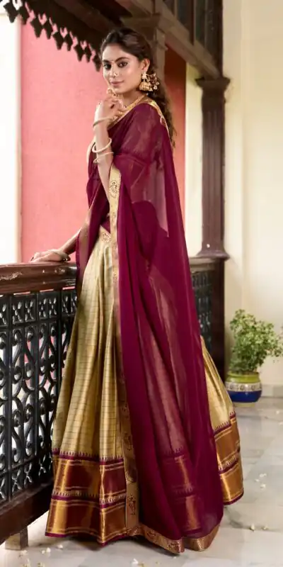 Chiku Cotton Silk Weaving Paithani Lehenga Choli | Lehenga, Bollywood Lehenga, Creative Lehenga, Designer Lehenga, Embroidered Lehenga, Party Wear Lehenga