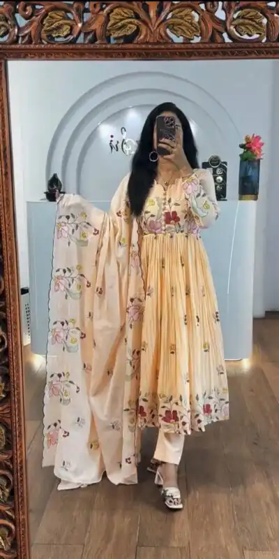 Chiku Fox Georgette With Thread Embroidery Gown | Jump Suits, Salwar suit, Casual Suits, Creative suits, Designer Suits, Palazzo Suits, Party Wear Suits, Patiala Suits, Straight Suits