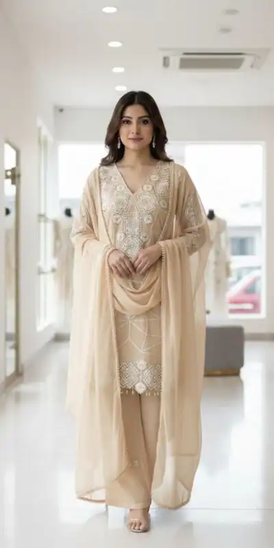 Chiku Georgette Sequins Work Salwar Suit | Jump Suits, Salwar suit, Casual Suits, Creative suits, Designer Suits, Palazzo Suits, Party Wear Suits, Patiala Suits, Straight Suits