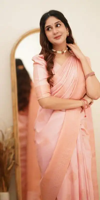 Classic Light Pink Lichi Silk Jacquard Work Saree | Sarees, Bollywood Sarees, Creative Sarees, Designer Sarees, Embroidered Sarees, Ethnic Saree, Modern Digital sarees, Party Wear Sarees