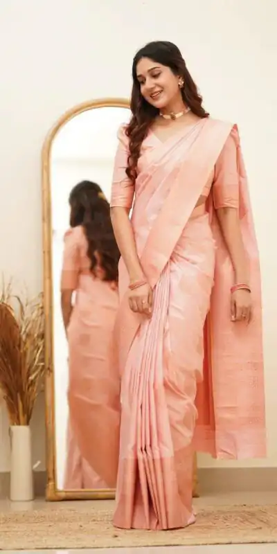 Classic Light Pink Lichi Silk Jacquard Work Saree | Sarees, Bollywood Sarees, Creative Sarees, Designer Sarees, Embroidered Sarees, Ethnic Saree, Modern Digital sarees, Party Wear Sarees