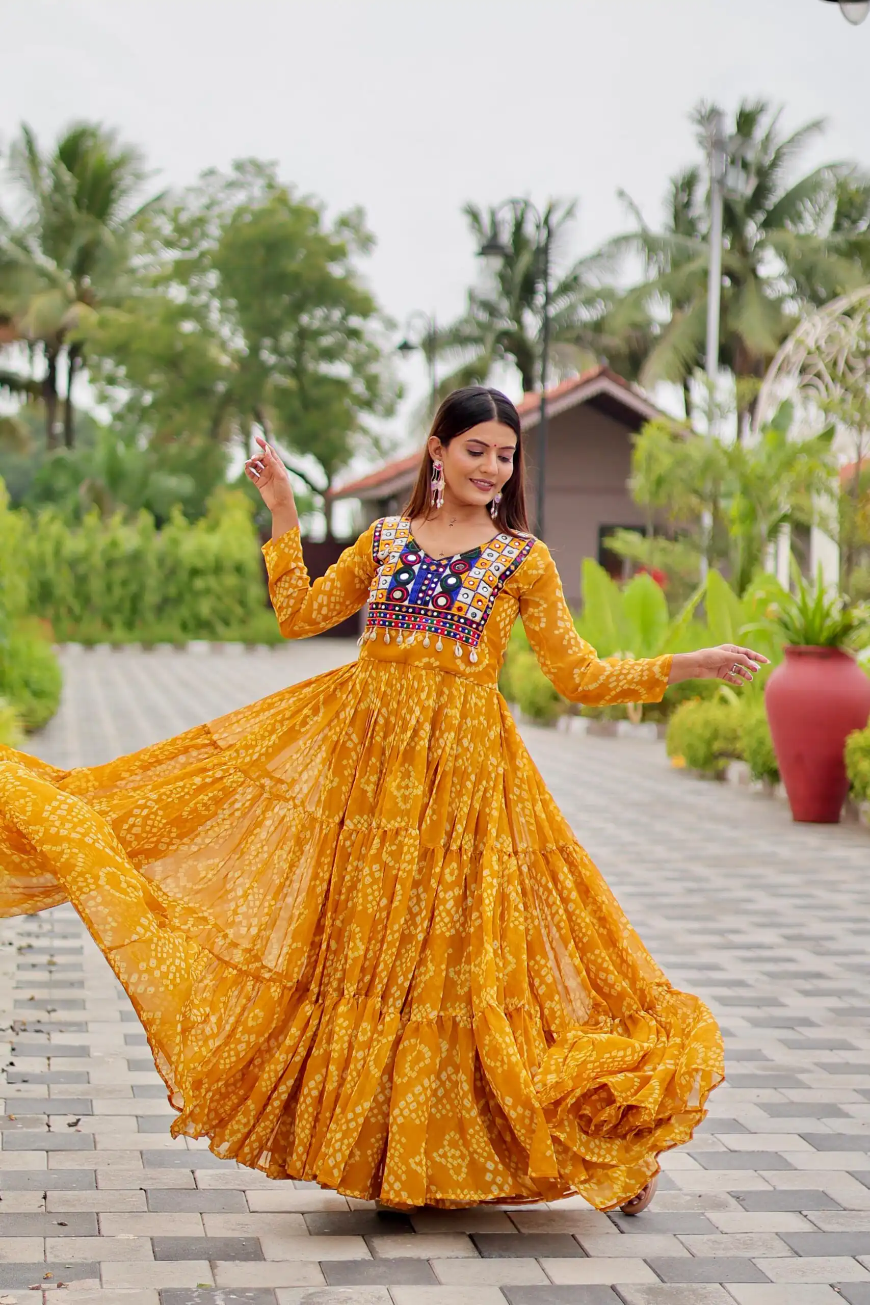 Ram 122 Mustard in Foux Georgette. Embroidery Work & Mirror Work Gown Festive Deal ₹1949. Delivery 4-6 Working Days. Shop now. | Gowns, Bollywood Gowns, Creative Gowns, Designer Gowns, Embroidered Gowns, Party Wear Gowns