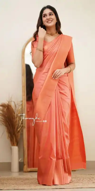 Classic Peach Lichi Silk Jacquard Work Saree | Sarees, Bollywood Sarees, Creative Sarees, Designer Sarees, Embroidered Sarees, Ethnic Saree, Modern Digital sarees, Party Wear Sarees