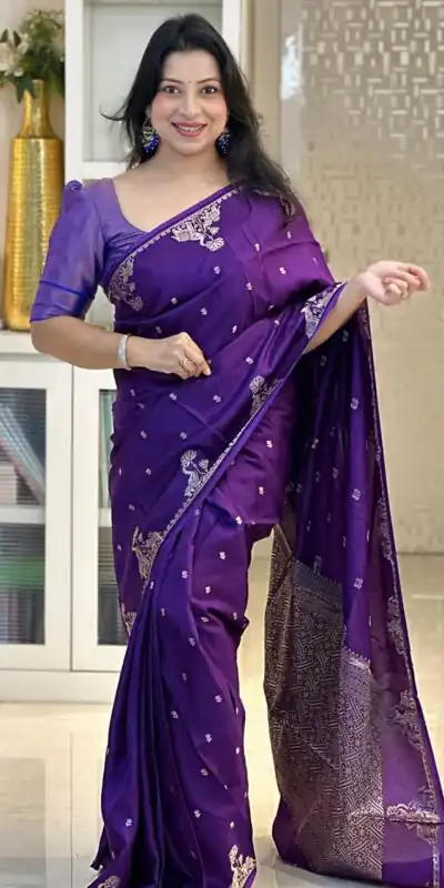 Classic Purple Banarasi Silk Weaving Golden Zari Saree | Sarees, Bollywood Sarees, Creative Sarees, Designer Sarees, Embroidered Sarees, Ethnic Saree, Modern Digital sarees, Party Wear Sarees