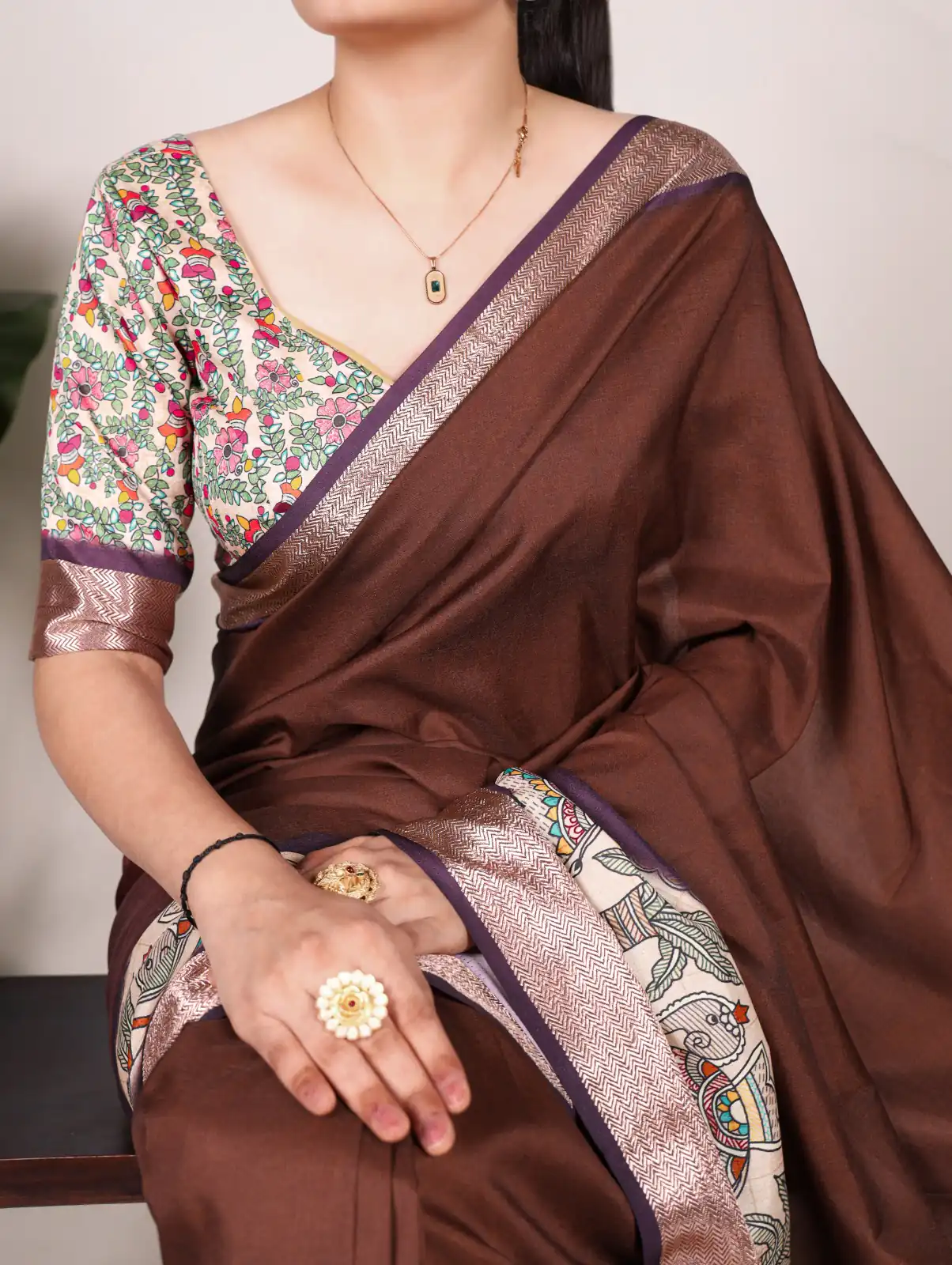 Coffee Tussar Silk With Viscose Border Printed Saree | Sarees, Bollywood Sarees, Creative Sarees, Designer Sarees, Embroidered Sarees, Ethnic Saree, Modern Digital sarees, Party Wear Sarees