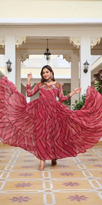 Ram 109 Red Color Faux Georgette Gown with Mirror Work. Wedding, Party, Festive, Events Get it for ₹1999. Delivery 4-6 Working Days.Online Shop now. | Gowns, Bollywood Gowns, Creative Gowns, Designer Gowns, Embroidered Gowns, Party Wear Gowns