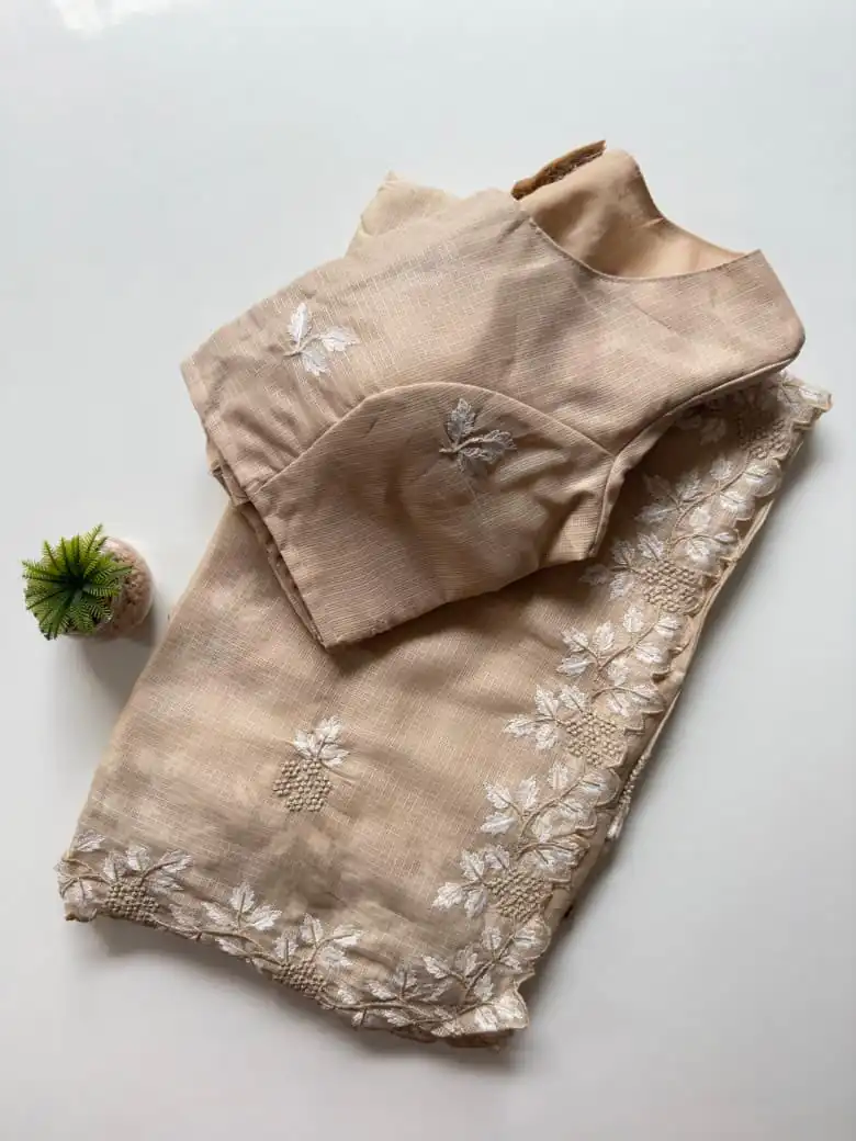 Cream Kota Doriya Thread Work Saree | Sarees, Bollywood Sarees, Creative Sarees, Designer Sarees, Embroidered Sarees, Ethnic Saree, Modern Digital sarees, Party Wear Sarees