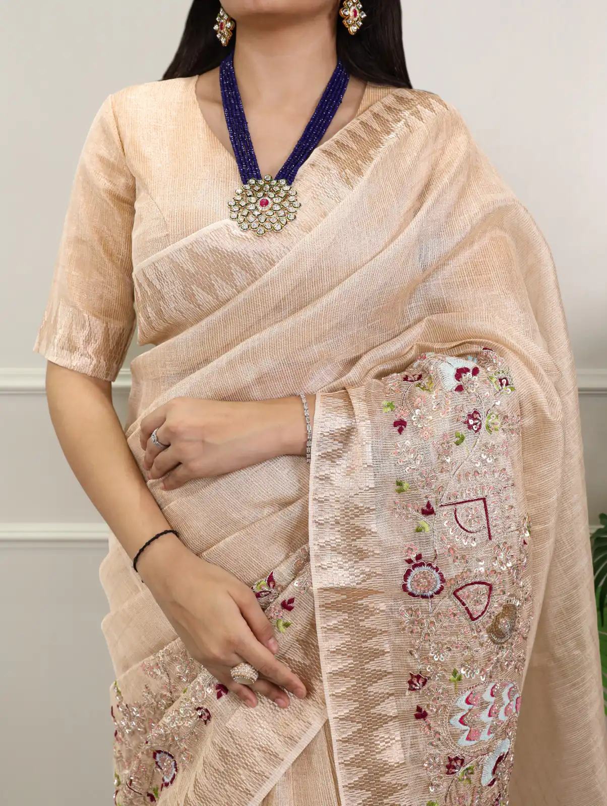Cream Kota Tissue Zari Embroidery Work Saree | Sarees, Bollywood Sarees, Creative Sarees, Designer Sarees, Embroidered Sarees, Ethnic Saree, Modern Digital sarees, Party Wear Sarees