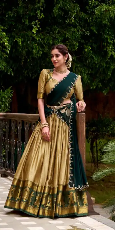 Cream Poly Cotton Embroidery Zari Work Lehenga Choli | Lehenga, Bollywood Lehenga, Creative Lehenga, Designer Lehenga, Embroidered Lehenga, Party Wear Lehenga