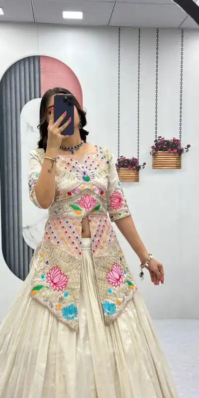 Cream Simar Cosmos Embroidery Work Lehenga Choli | Lehenga, Bollywood Lehenga, Creative Lehenga, Designer Lehenga, Embroidered Lehenga, Party Wear Lehenga