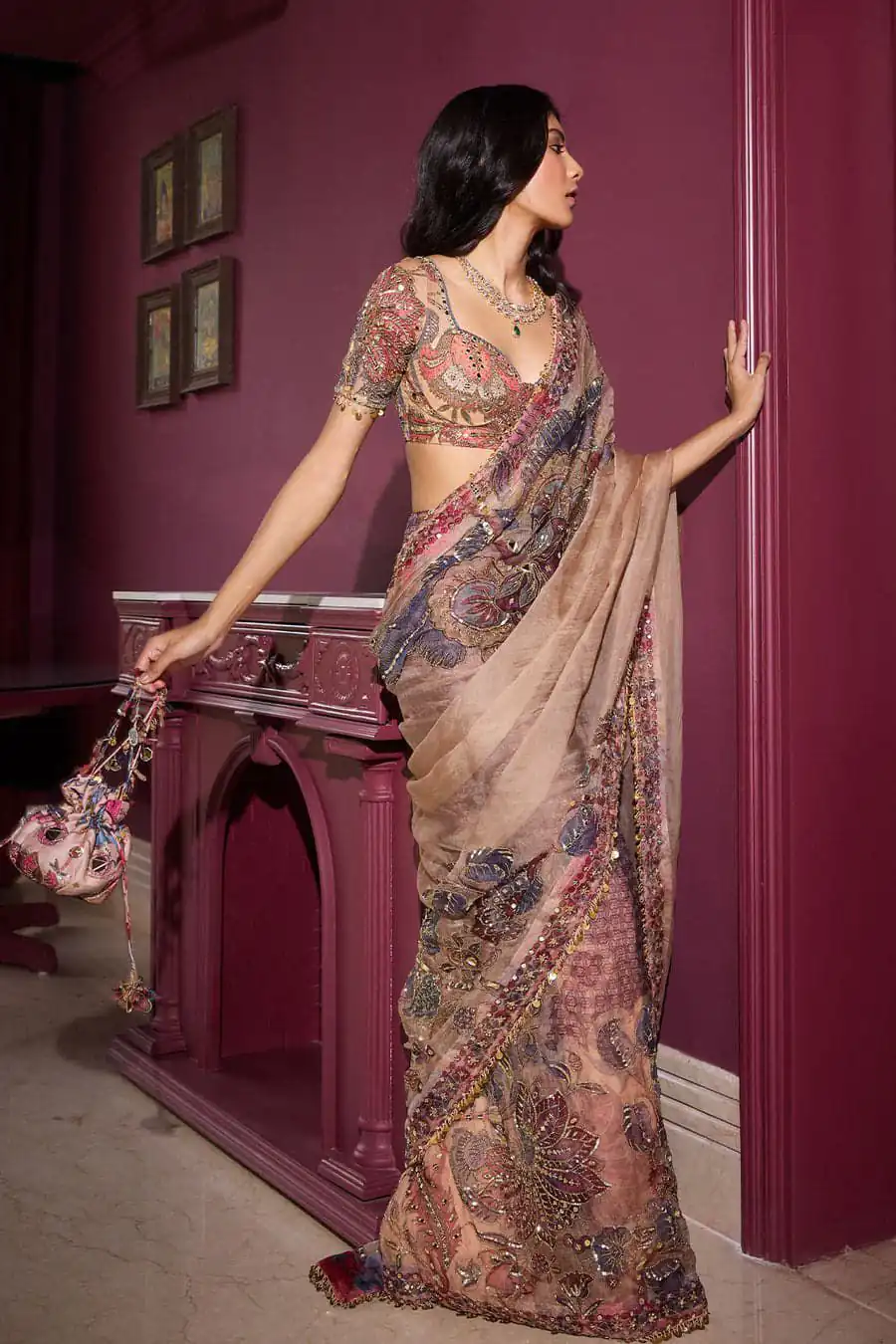 Cream Soft Georgette With Mirror Work Saree | Sarees, Bollywood Sarees, Creative Sarees, Designer Sarees, Embroidered Sarees, Ethnic Saree, Modern Digital sarees, Party Wear Sarees
