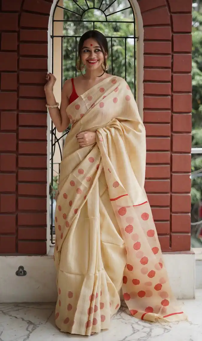 Cream Soft Lilan Weaving Work Saree | Sarees, Bollywood Sarees, Creative Sarees, Designer Sarees, Embroidered Sarees, Ethnic Saree, Modern Digital sarees, Party Wear Sarees