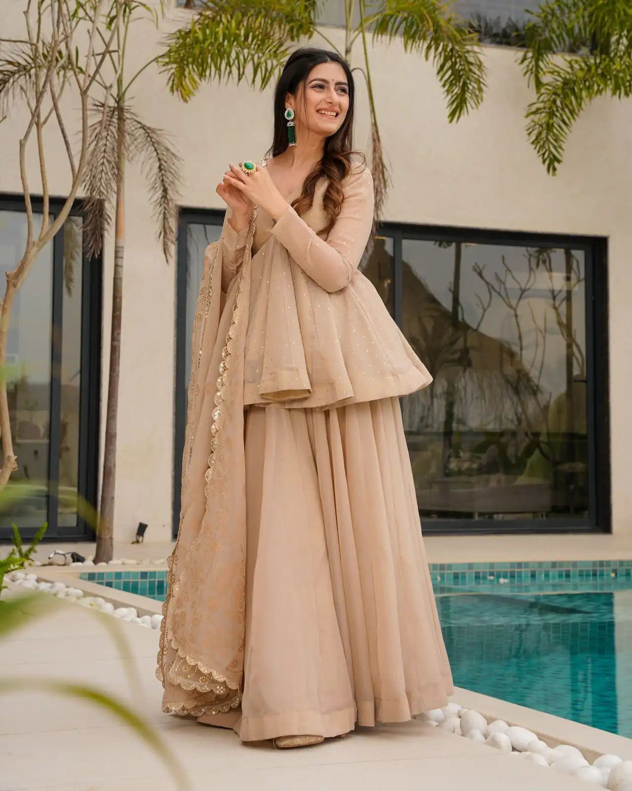 Cream Tabby Organza Lace Work Salwar Suit | Jump Suits, Salwar suit, Casual Suits, Creative suits, Designer Suits, Palazzo Suits, Party Wear Suits, Patiala Suits, Straight Suits