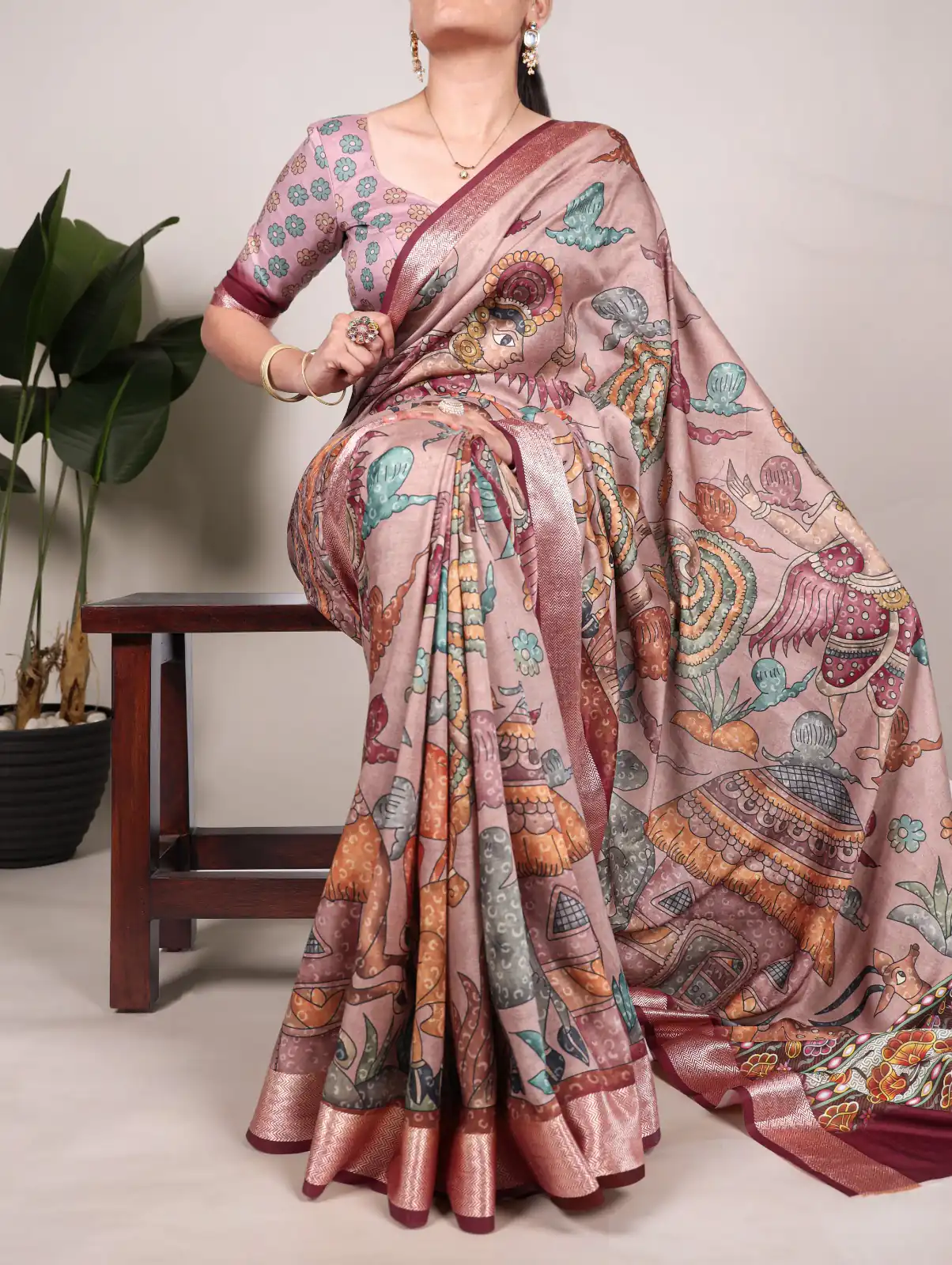Cream Tushar Silk With Viscose Border Printed Saree | Sarees, Bollywood Sarees, Creative Sarees, Designer Sarees, Embroidered Sarees, Ethnic Saree, Modern Digital sarees, Party Wear Sarees