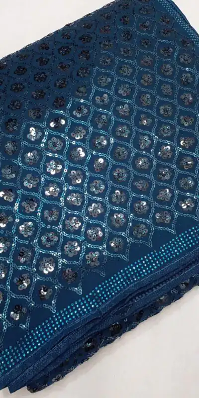 Dark Blue Georgette Dual Sequins Embroidery Sequins Work Saree | Sarees, Bollywood Sarees, Creative Sarees, Designer Sarees, Embroidered Sarees, Ethnic Saree, Modern Digital sarees, Party Wear Sarees