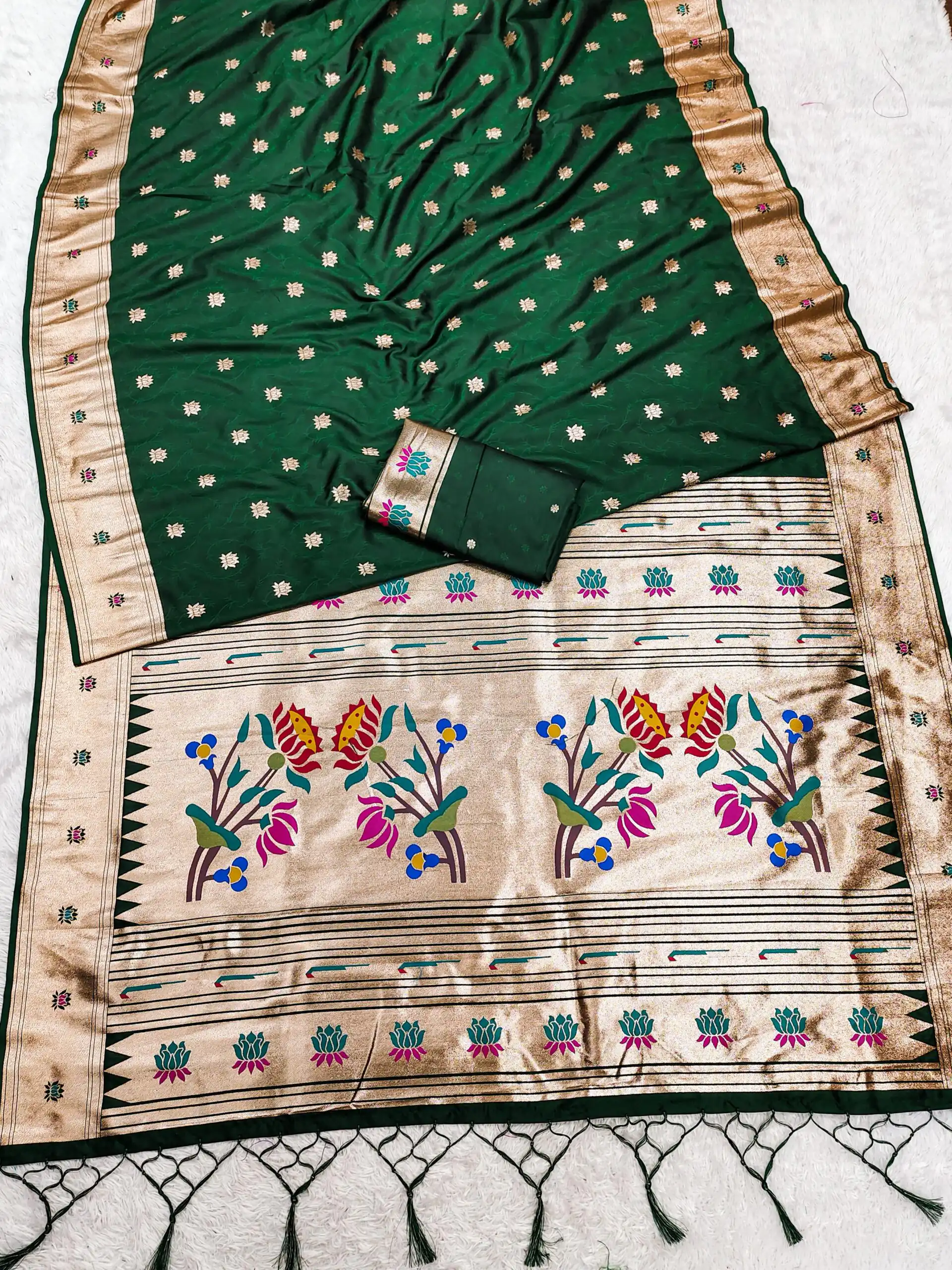 Dark Green Paithani Silk Lace Zari Work Saree | Sarees, Bollywood Sarees, Creative Sarees, Designer Sarees, Embroidered Sarees, Ethnic Saree, Modern Digital sarees, Party Wear Sarees