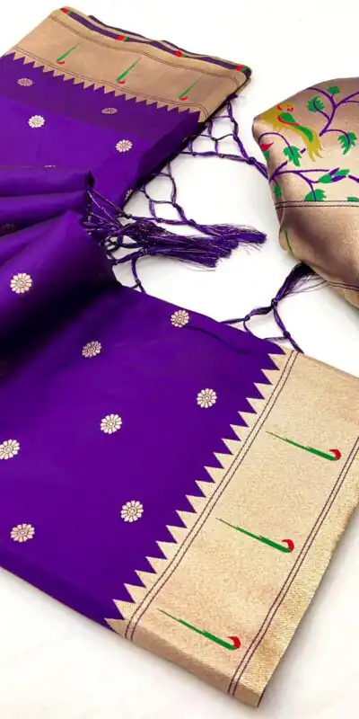 Dark Purple A Pethani Silk Lace Zari Work Saree | Sarees, Bollywood Sarees, Creative Sarees, Designer Sarees, Embroidered Sarees, Ethnic Saree, Modern Digital sarees, Party Wear Sarees