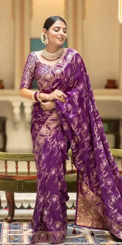 Dark Purple Soft Litchi Silk All Over Weaving Saree | Sarees, Bollywood Sarees, Creative Sarees, Designer Sarees, Embroidered Sarees, Ethnic Saree, Modern Digital sarees, Party Wear Sarees