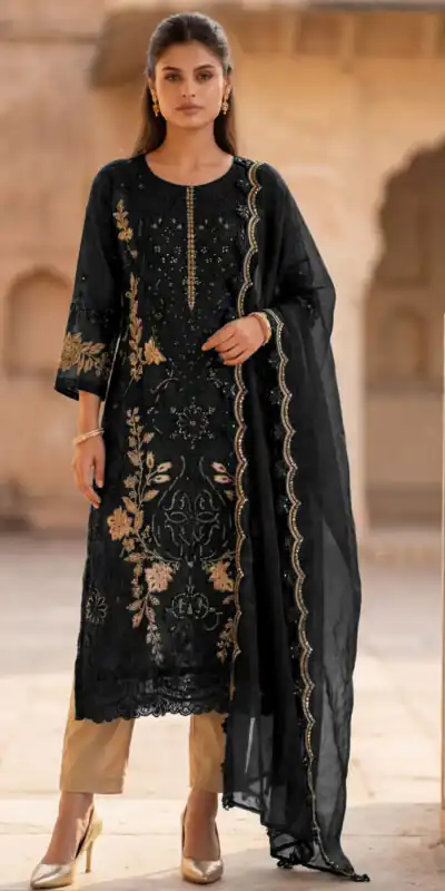 FC 1220 Black Crunchy Salwar Suit with Embroidery Work. Wedding, Party, Festive, Events Grab it for ₹2149. Delivery 4-6 Working Days. Shop now. | Jump Suits, Salwar suit, Casual Suits, Creative suits, Designer Suits, Palazzo Suits, Party Wear Suits, Patiala Suits, Straight Suits