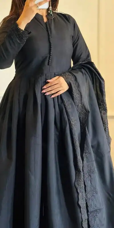 VLM 337 Black Roman Silk Gown Perfect for Wedding, Party, Ethnic Day, Haldi, Diwali β . Festive Deal βΉ2099. Delivery 4-6 Working Days. Shop now. | Gowns, Bollywood Gowns, Creative Gowns, Designer Gowns, Embroidered Gowns, Party Wear Gowns