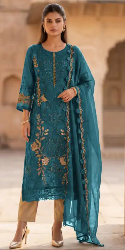 FC 1220 Blue Crunchy Salwar Suit with Embroidery Work. Wedding, Party, Festive, Events Grab it for ₹2149. Delivery 4-6 Working Days. Shop now. | Jump Suits, Salwar suit, Casual Suits, Creative suits, Designer Suits, Palazzo Suits, Party Wear Suits, Patiala Suits, Straight Suits