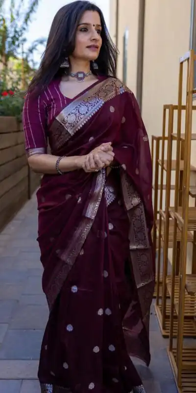 KPR 120 Maroon Soft Lilan Slab Saree Perfect for Wedding, Party, Lohri, Durga Puja, Pongal – . Get it for ₹1349. Delivery 4-6 Working Days. Shop now. | Sarees, Bollywood Sarees, Creative Sarees, Designer Sarees, Embroidered Sarees, Ethnic Saree, Modern Digital sarees, Party Wear Sarees