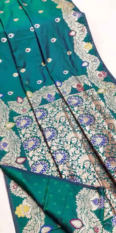 Firozi Banarasi Lace Work Gold Zari Border Saree | Sarees, Bollywood Sarees, Creative Sarees, Designer Sarees, Embroidered Sarees, Ethnic Saree, Modern Digital sarees, Party Wear Sarees