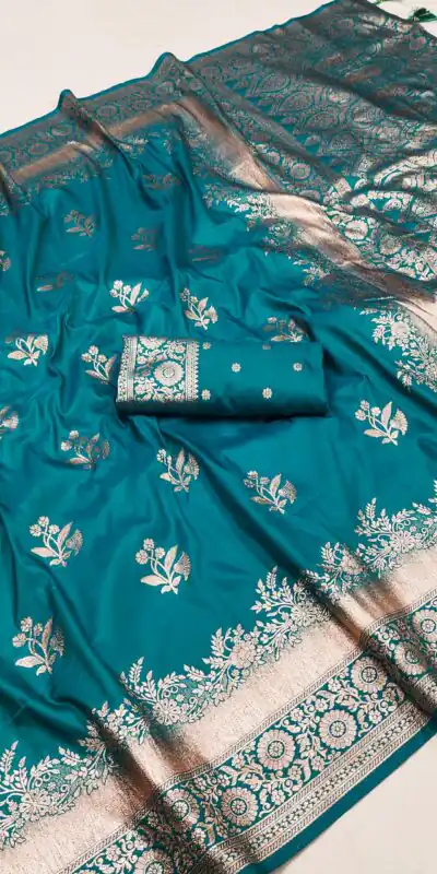 Firozi Banarasi Silk Zari Lace Work Saree | Sarees, Bollywood Sarees, Creative Sarees, Designer Sarees, Embroidered Sarees, Ethnic Saree, Modern Digital sarees, Party Wear Sarees