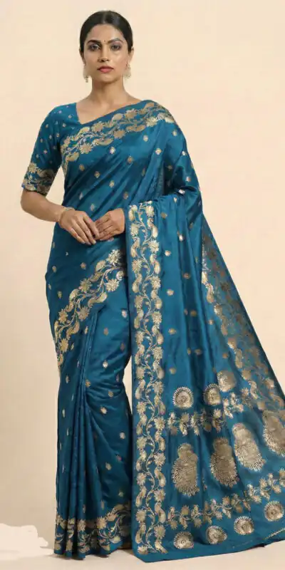 Firozi Banarasi Soft Zari Lace Work Saree | Sarees, Bollywood Sarees, Creative Sarees, Designer Sarees, Embroidered Sarees, Ethnic Saree, Modern Digital sarees, Party Wear Sarees