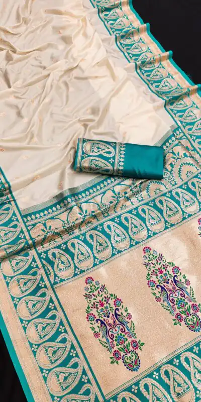 Firozi Banarasi Zari Lace Work Saree | Sarees, Bollywood Sarees, Creative Sarees, Designer Sarees, Embroidered Sarees, Ethnic Saree, Modern Digital sarees, Party Wear Sarees