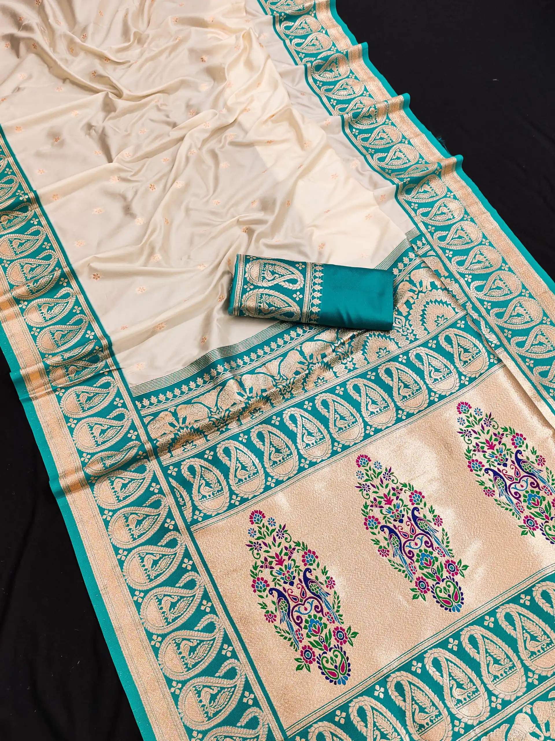 Firozi Banarasi Zari Lace Work Saree | Sarees, Bollywood Sarees, Creative Sarees, Designer Sarees, Embroidered Sarees, Ethnic Saree, Modern Digital sarees, Party Wear Sarees