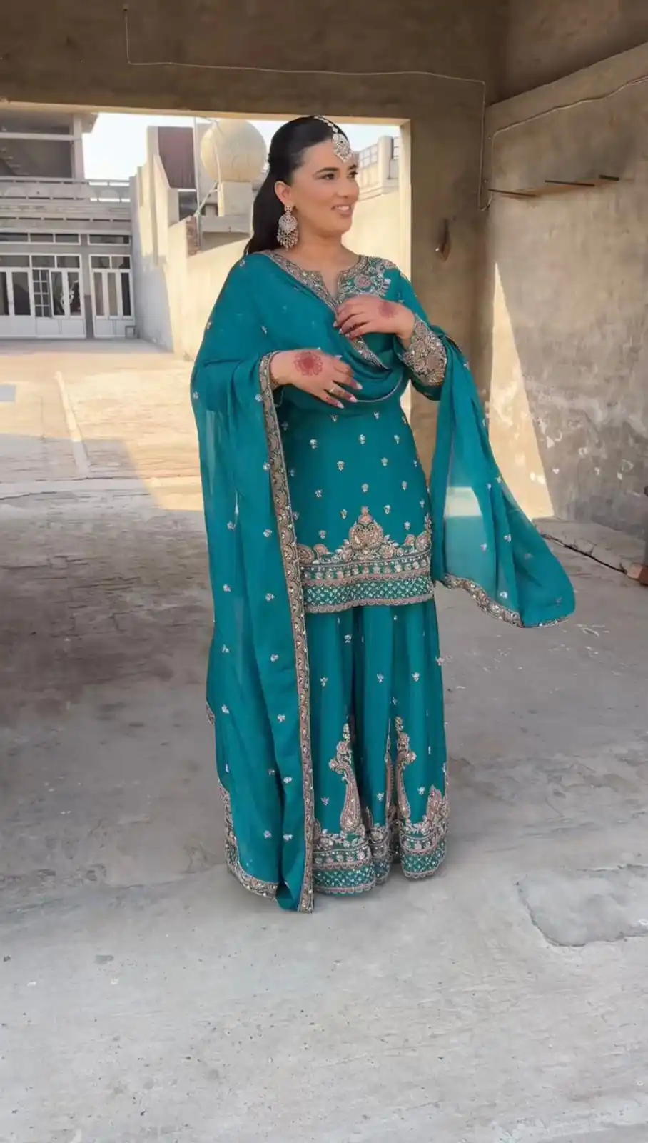 Firozi Chinon Silk Embroidery Work Salwar Suit | Jump Suits, Salwar suit, Casual Suits, Creative suits, Designer Suits, Palazzo Suits, Party Wear Suits, Patiala Suits, Straight Suits