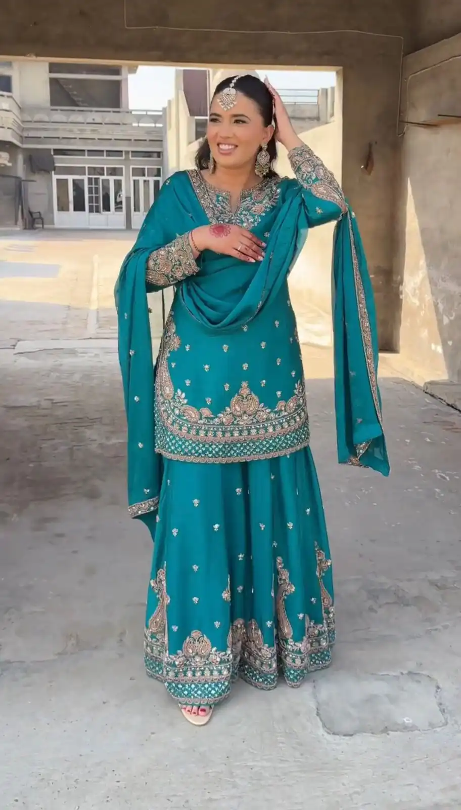 Firozi Chinon Silk Embroidery Work Salwar Suit | Jump Suits, Salwar suit, Casual Suits, Creative suits, Designer Suits, Palazzo Suits, Party Wear Suits, Patiala Suits, Straight Suits