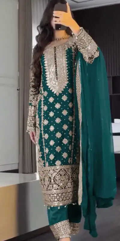 Firozi Faux Georgette Embroidery Salwar Suit | Jump Suits, Salwar suit, Casual Suits, Creative suits, Designer Suits, Palazzo Suits, Party Wear Suits, Patiala Suits, Straight Suits
