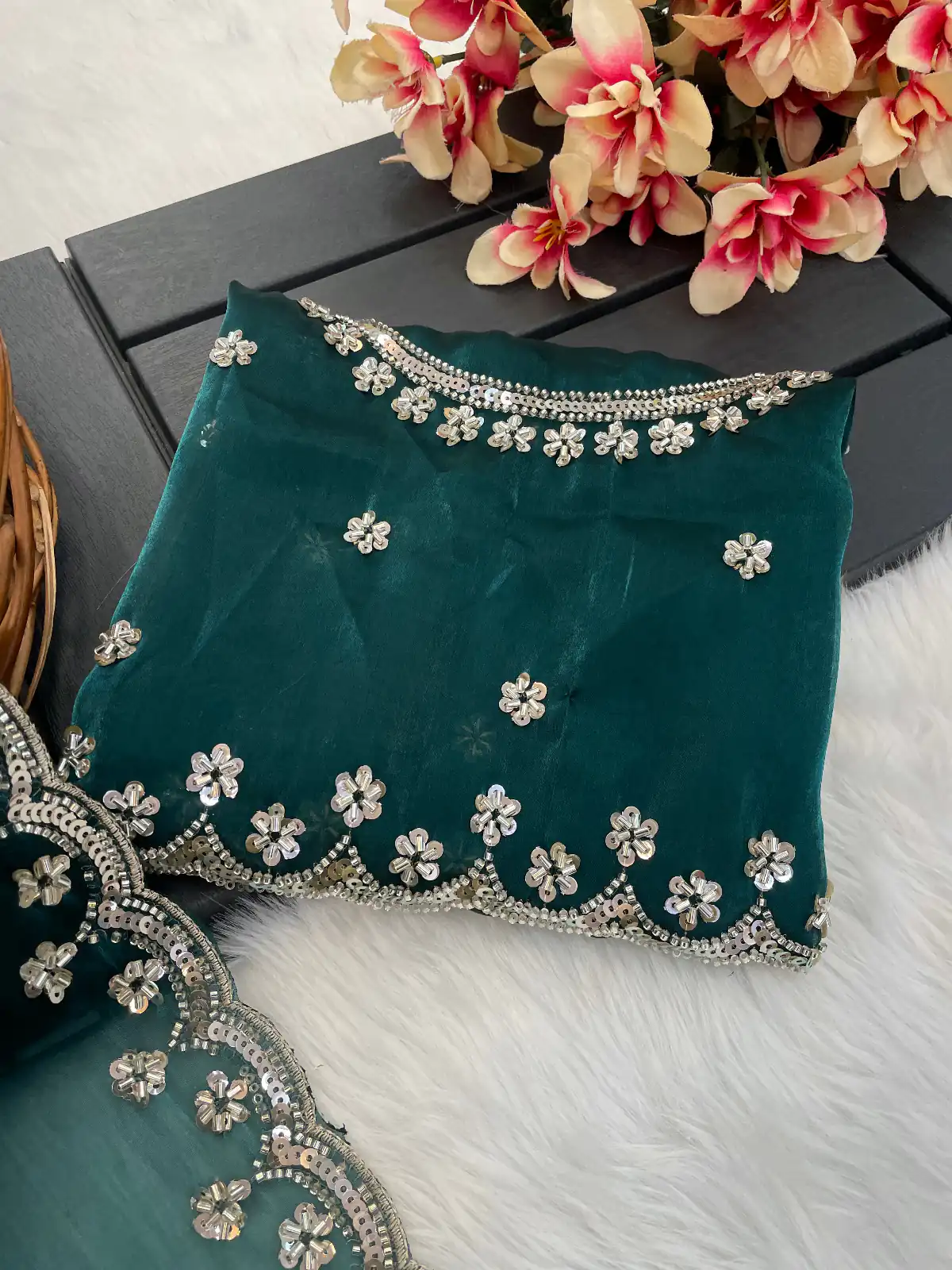 Firozi Jimmy Chou Silk Embroidery Work Saree | Sarees, Bollywood Sarees, Creative Sarees, Designer Sarees, Embroidered Sarees, Ethnic Saree, Modern Digital sarees, Party Wear Sarees