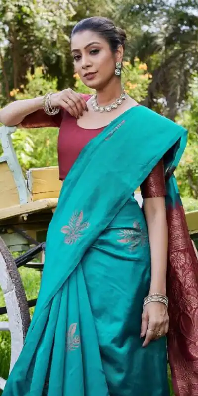Firozi Lichi Silk Lace Border Saree | Sarees, Bollywood Sarees, Creative Sarees, Designer Sarees, Embroidered Sarees, Ethnic Saree, Modern Digital sarees, Party Wear Sarees