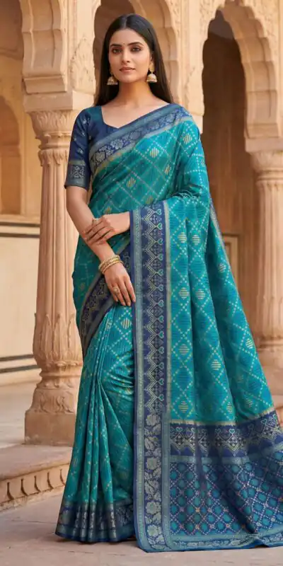 Firozi Pochampalli Lace Zari Work Saree | Sarees, Bollywood Sarees, Creative Sarees, Designer Sarees, Embroidered Sarees, Ethnic Saree, Modern Digital sarees, Party Wear Sarees