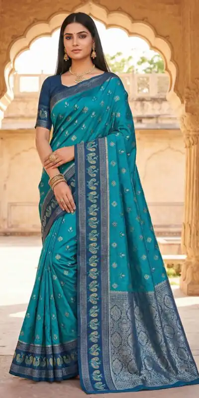 Firozi Pochampalli Silk Lace Zari Work Saree | Sarees, Bollywood Sarees, Creative Sarees, Designer Sarees, Embroidered Sarees, Ethnic Saree, Modern Digital sarees, Party Wear Sarees